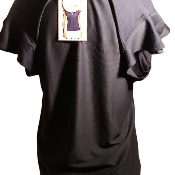 RBX - Flutter Sleeve, Split neck,  UPF 50+, Ribbed Women's Large Navy Blue Top - Picture 4 of 10